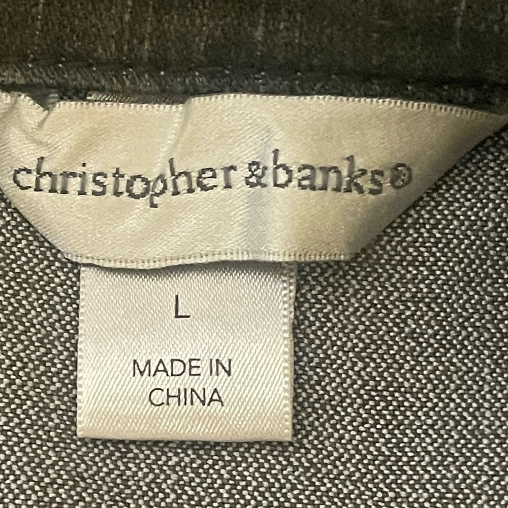Christopher & Banks Womens Large Olive‎ Green Stretch Denim Vest Ruffle Trim - Picture 5 of 10